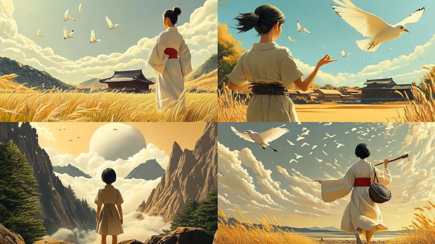 Harmonious Tranquility in Golden Hues: A Celebration of Timeless Serenity - Midjourney sref style
