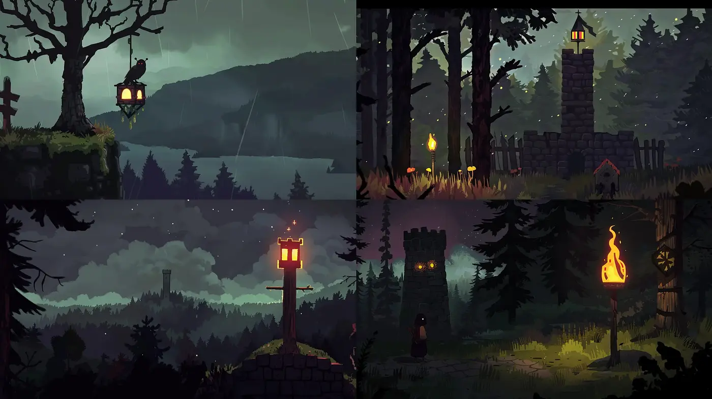 Twilight Ambience of Stylized Gothic Landscapes - Midjourney sref style