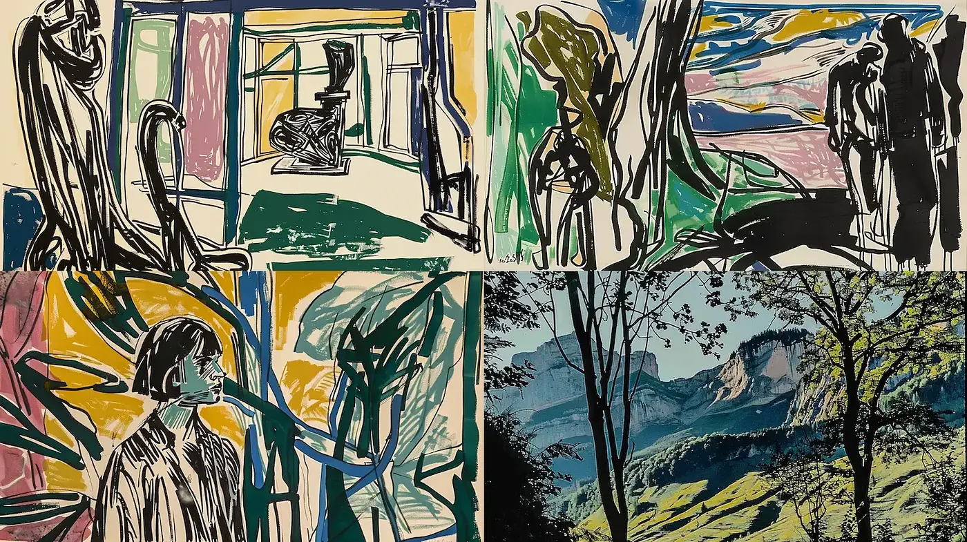 Abstract Contour Expressions with Lively Chromatic Composition - Midjourney sref style