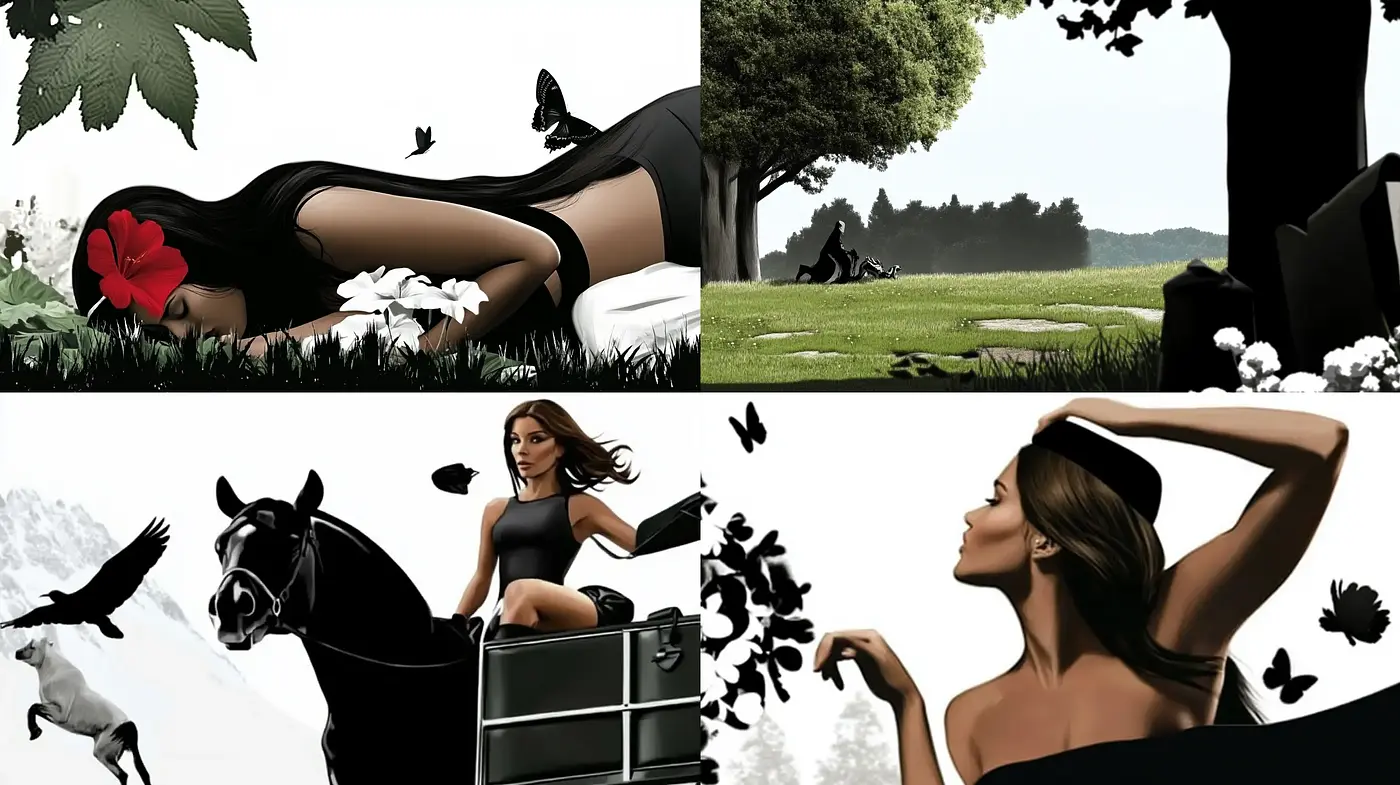 Sleek Contours and Contrast-Inked Reality - Midjourney sref style