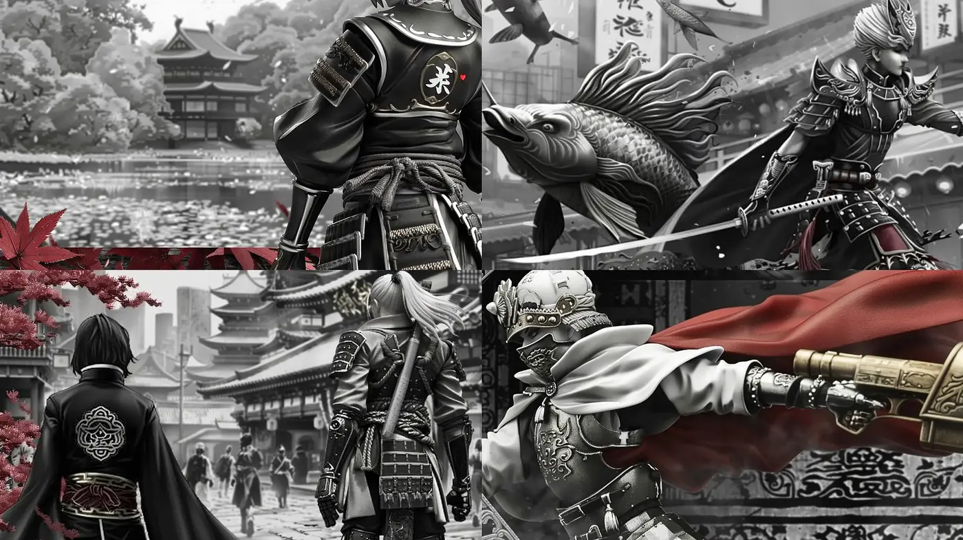Monochrome Samurais in Edo Period Mythos: A Fusion of Feudal Japanese Culture and Graphite Illustrations - Midjourney sref style
