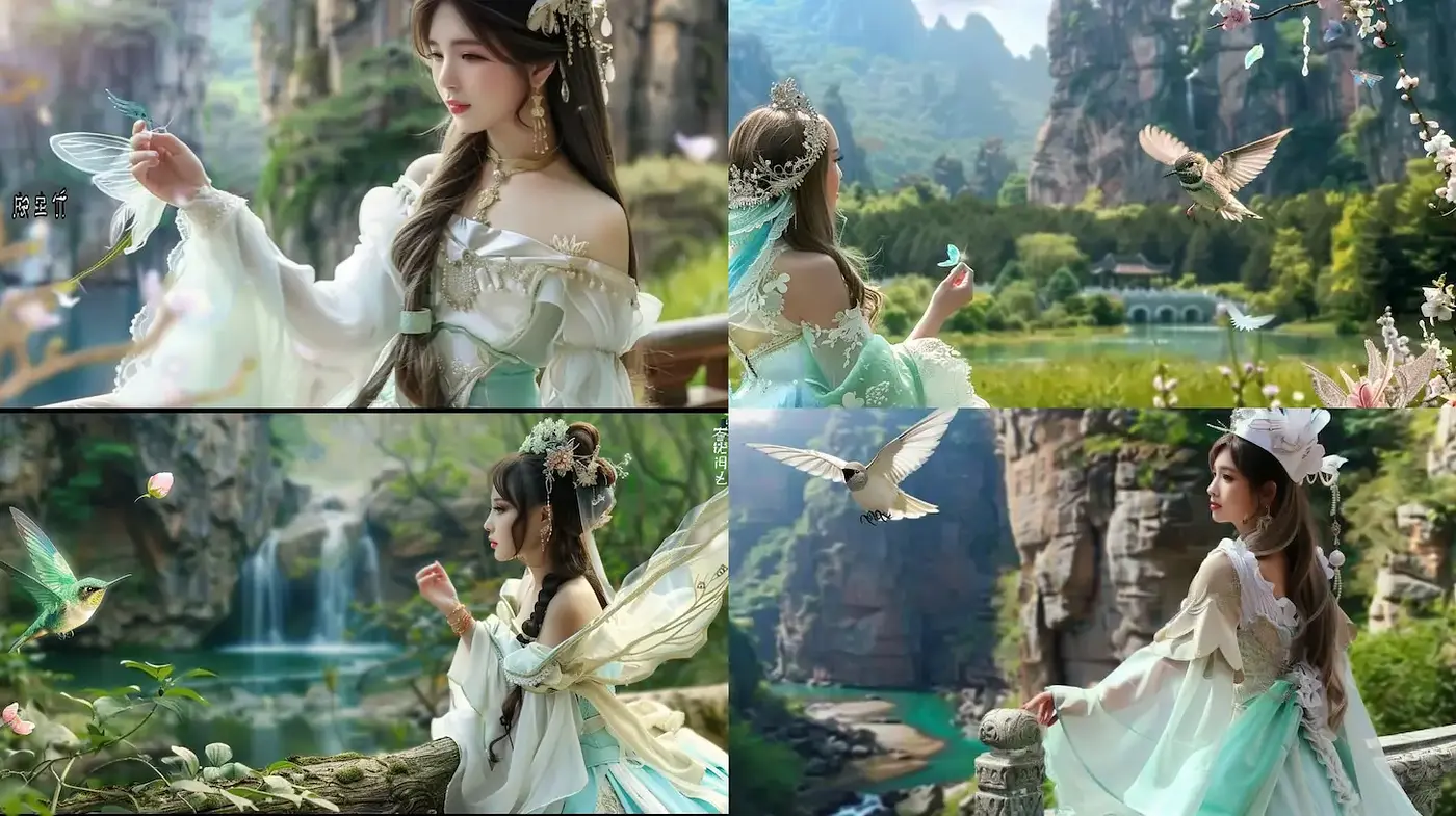 Ethereal Fantasy with Nature Elements in Soft Color Tones - Midjourney sref style