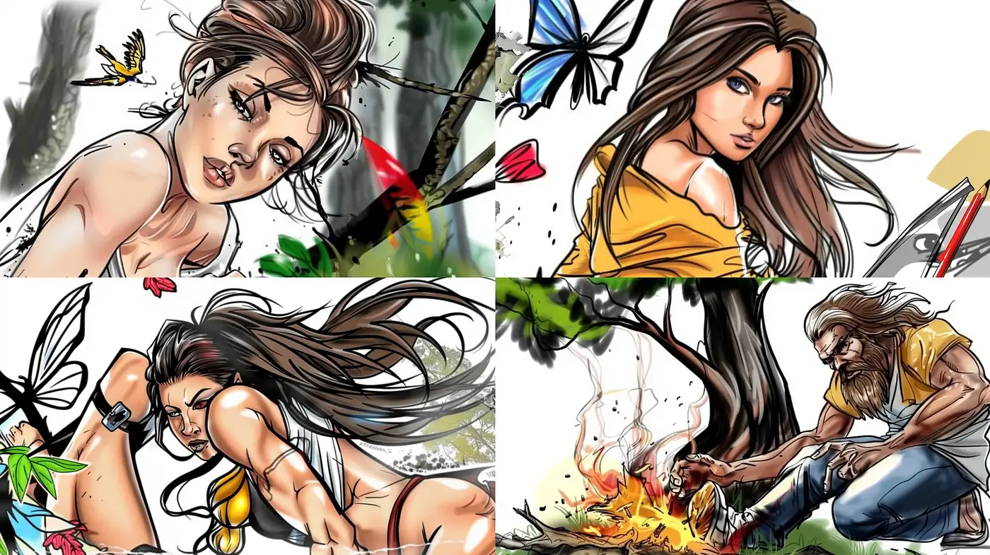 Dynamic Brushstroke Essence with Vibrant Illustrative Flair - Midjourney sref style