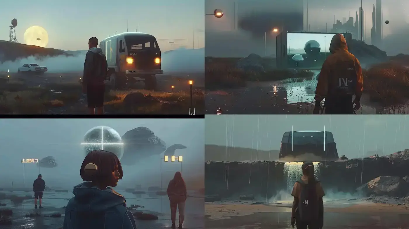 Atmospheric Futuristic Landscapes with Mysterious Elements - Midjourney sref style
