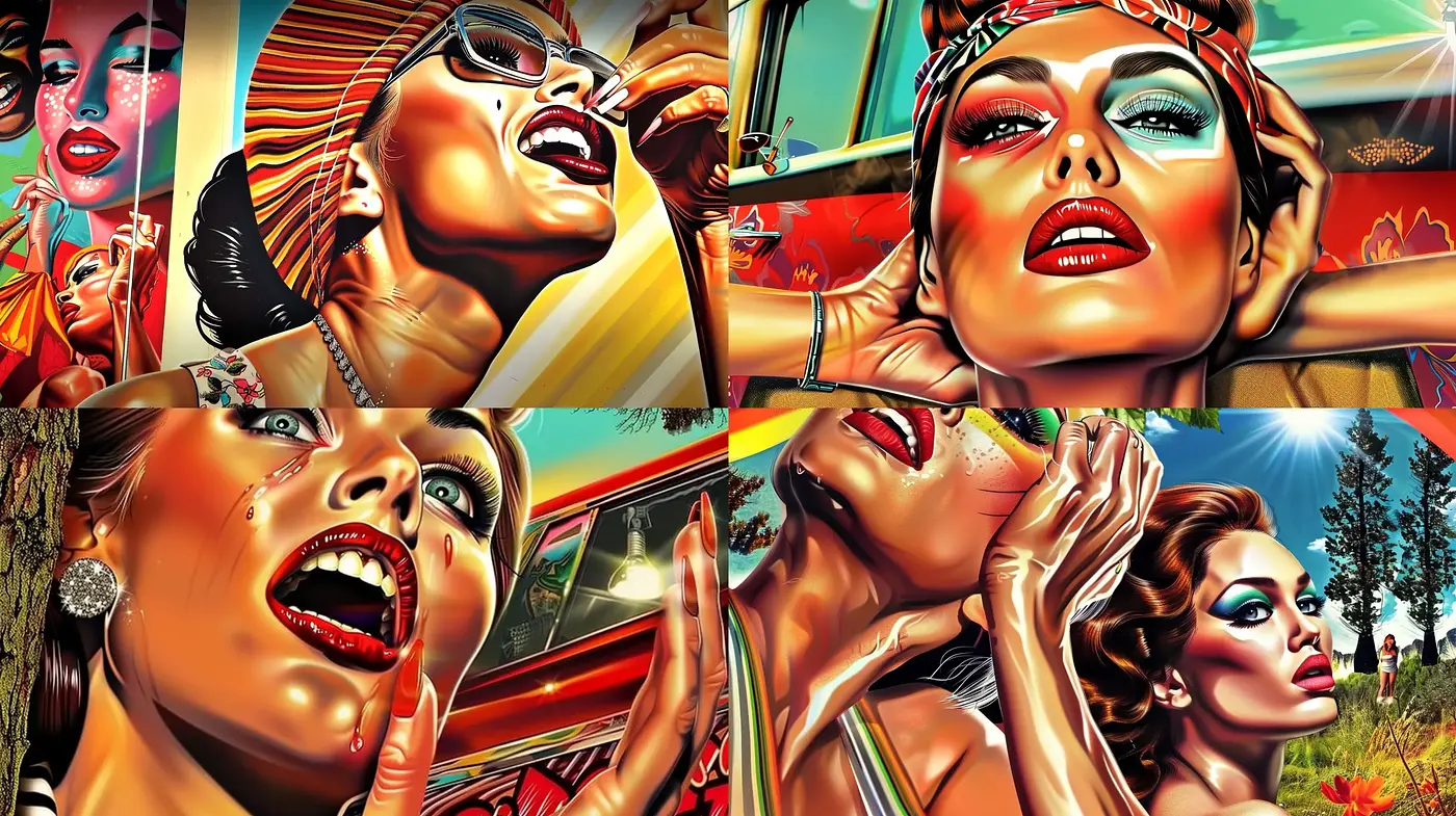 Vibrant Hyperrealistic Portraiture with a Retro Twist - Midjourney sref style