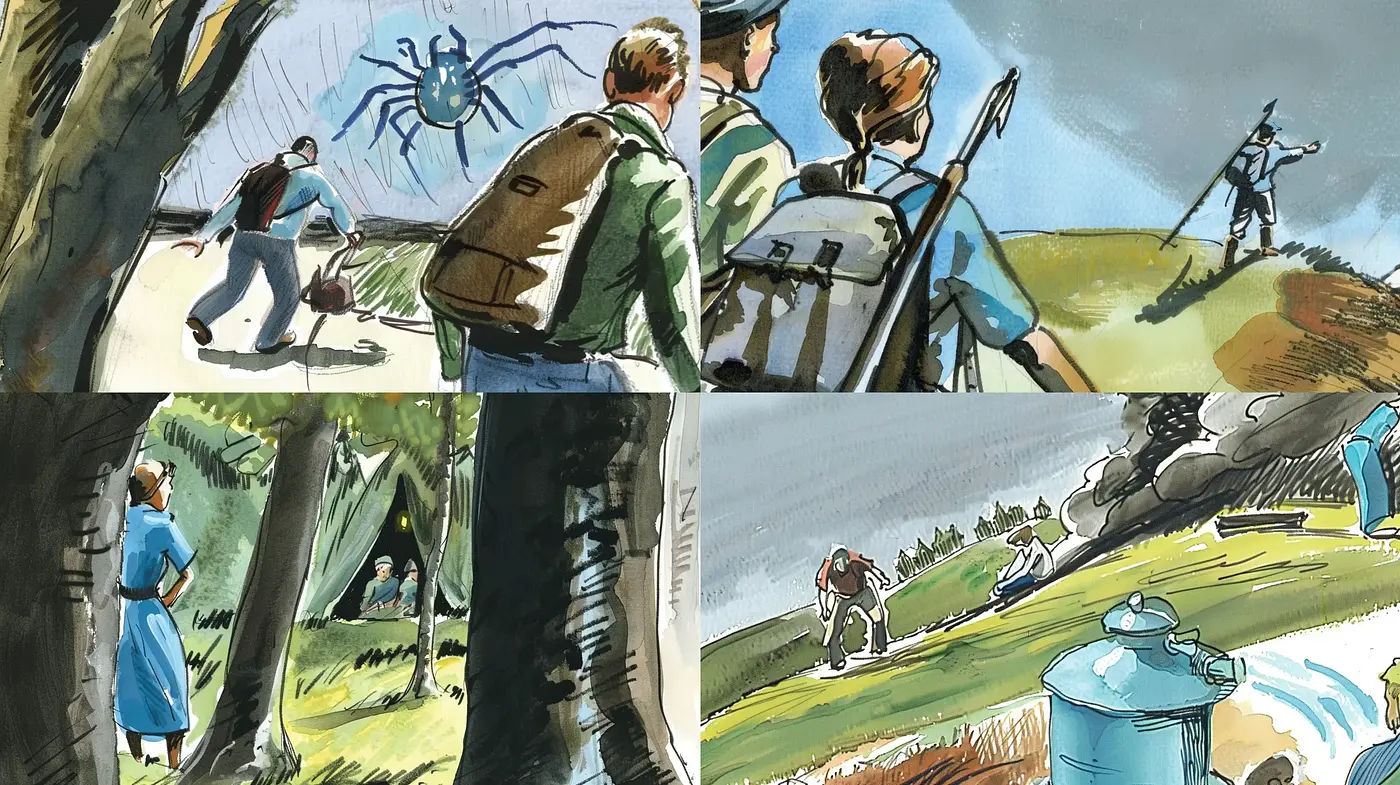 Evocative Retro Illustrative Scenes with a Washed Watercolor Essence - Midjourney sref style