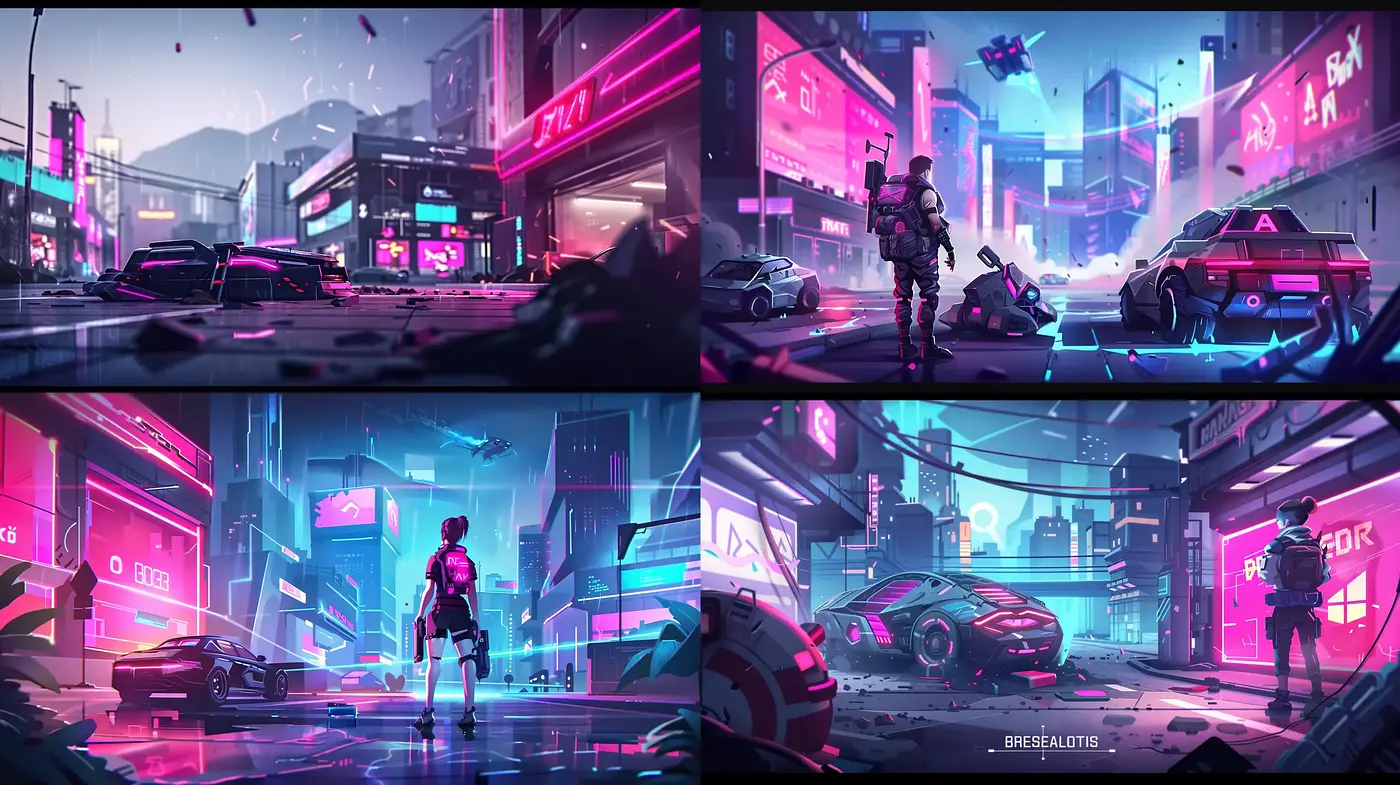 Neon Drenched Cyberpunk Vistas: Homage to Futuristic Megacities - Midjourney sref style