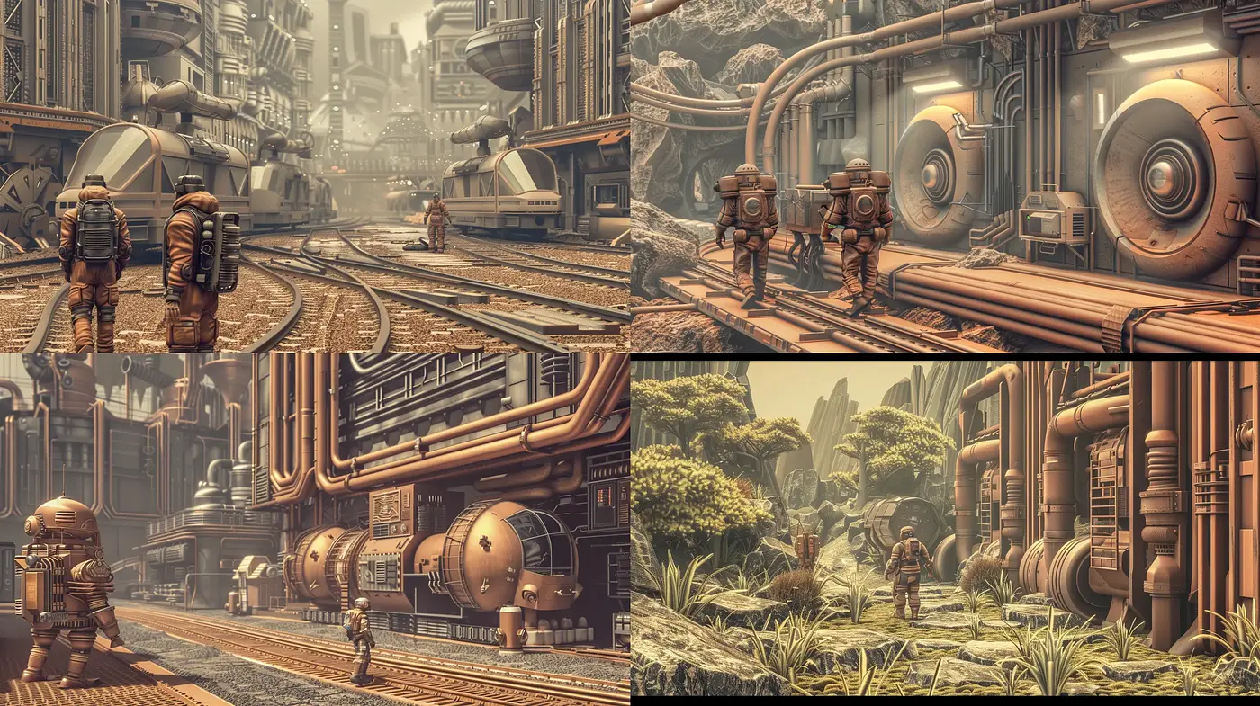 Futuristic Retro-Industrial Elegance - Midjourney sref style