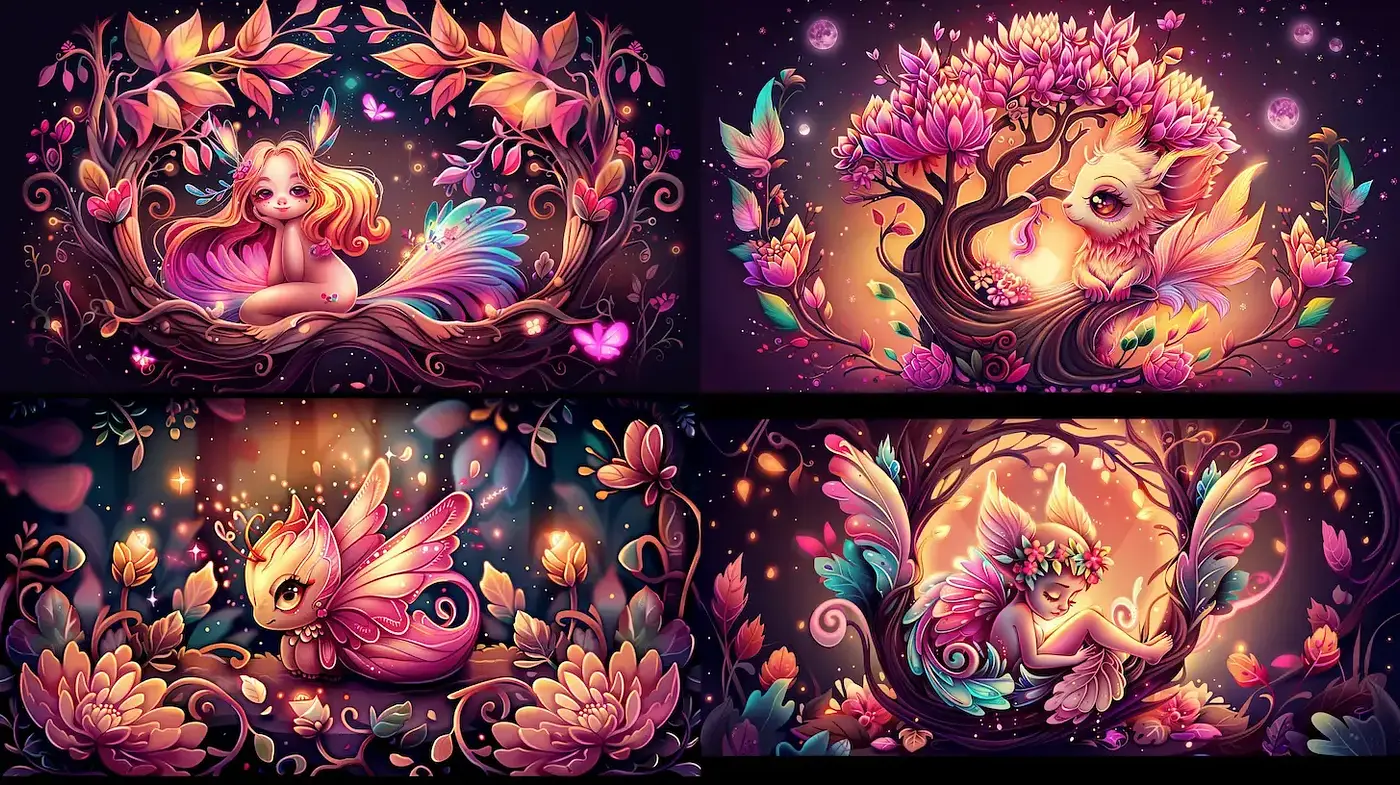 Enchanting and Whimsical Fantasy Art with Consistent Magical Elements - Midjourney sref style