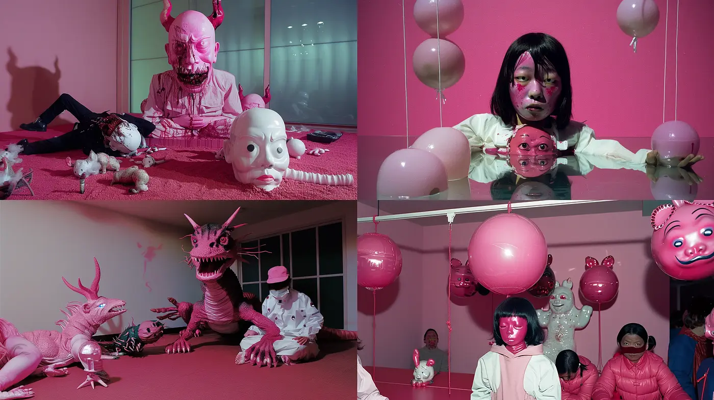 Surreal Pink Monochrome Dreamscape - Midjourney sref style