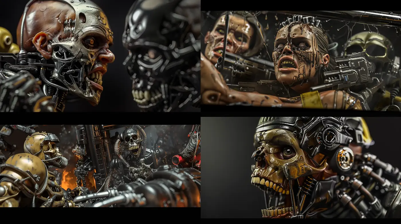 Industrial Dystopian Mechanica: A Fusion of Metal and Flesh - Midjourney sref style