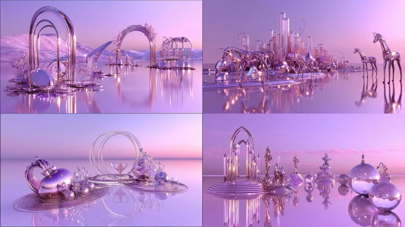 Ethereal and Dreamlike Futuristic Reflections in Pastel Hues - Midjourney sref style