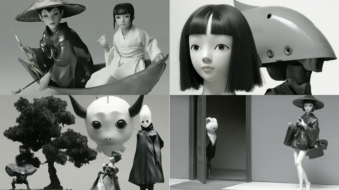 Monochromatic Harmony of Surreal and Symbolic Visions - Midjourney sref style