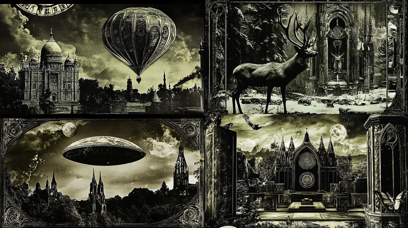 Gothic Reverie in Moonlit Monochrome - Midjourney sref style