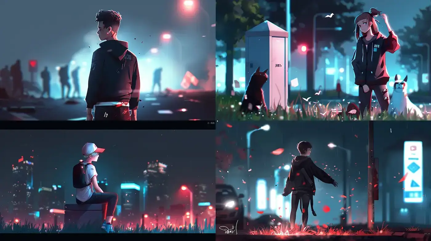 Urban Nighttime Aesthetic with Futuristic Undertones - Midjourney sref style