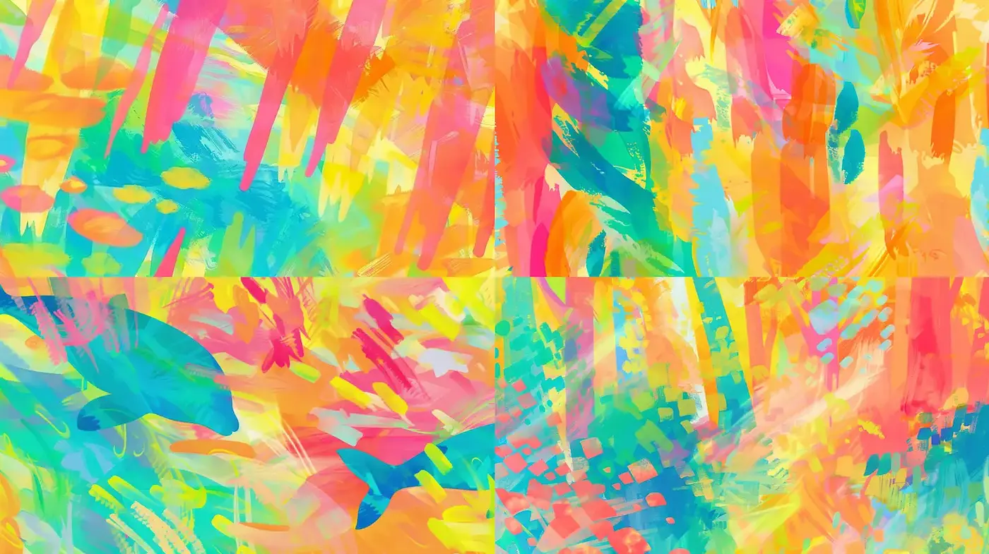 Vibrant Abstract Expressionism with Fluid Movement and Playful Energy - Midjourney sref style