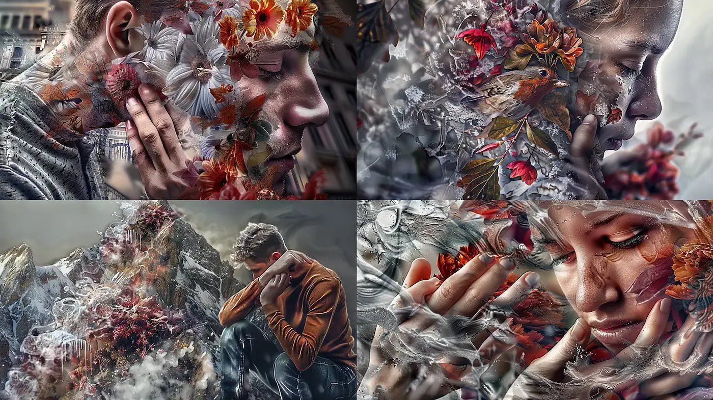 Ethereal Artistry Blending Nature and Emotion in a Surreal Landscape - Midjourney sref style