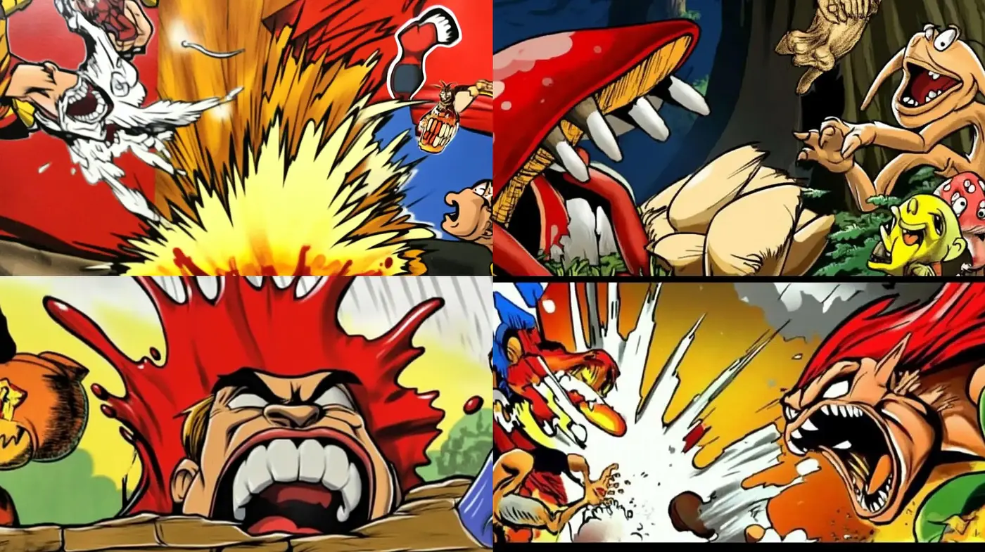 Explosive Comic Book Dynamism with a Hint of Retro - Midjourney sref style