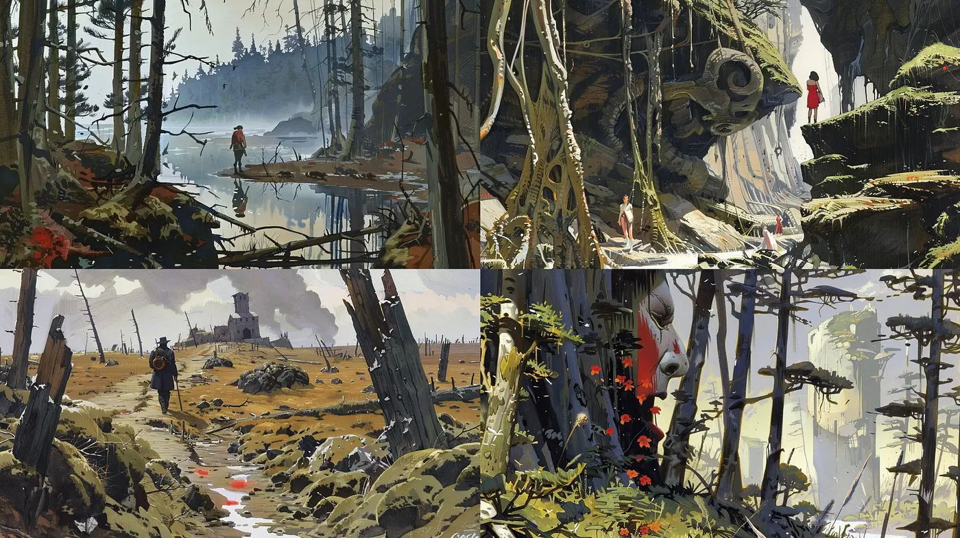 Ethereal Wilderness: Abstracted Nature in Muted Tones - Midjourney sref style