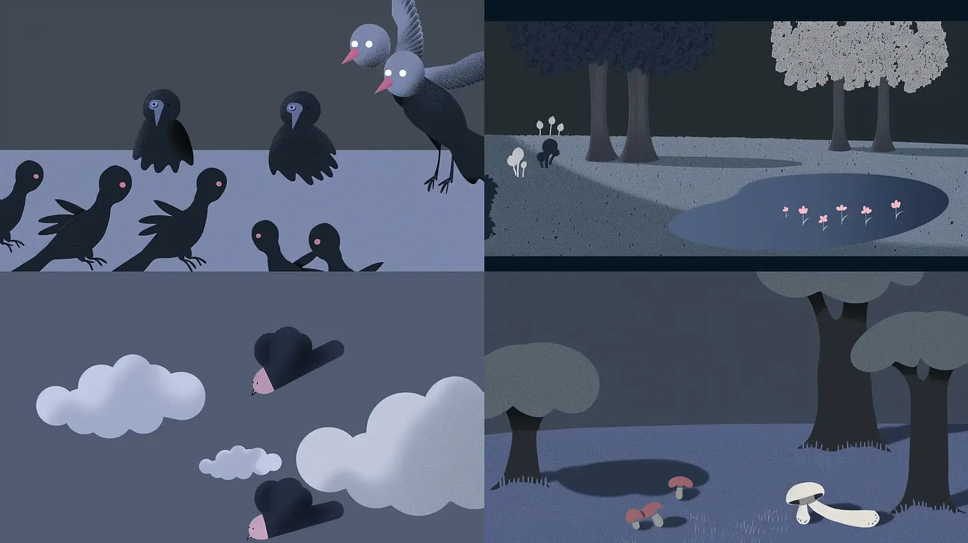 Twilight Whimsy: A Serene Blend of Storybook Illustration and Twilight Hues - Midjourney sref style
