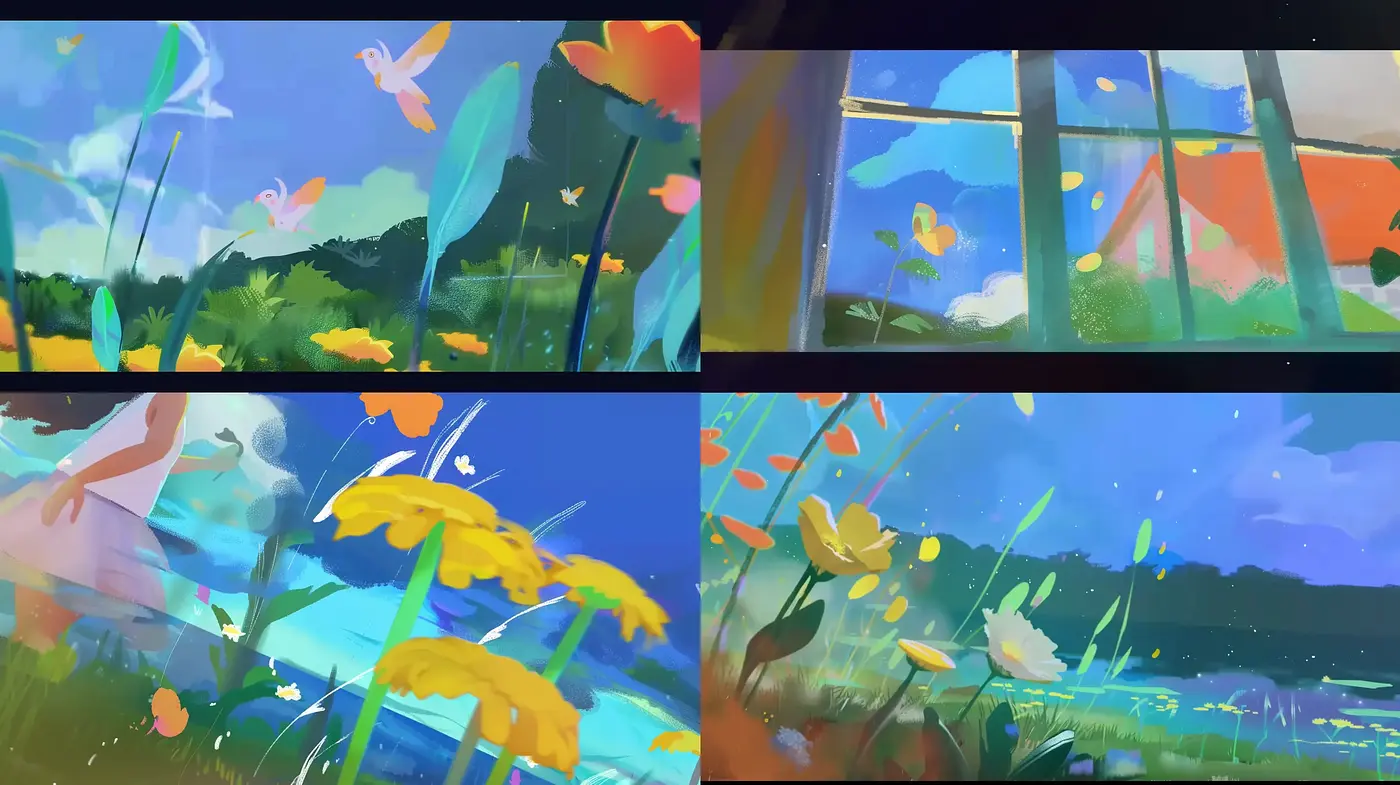 Luminous Garden Dreamscape: A Harmony of Vivid Colors and Ethereal Lighting - Midjourney sref style
