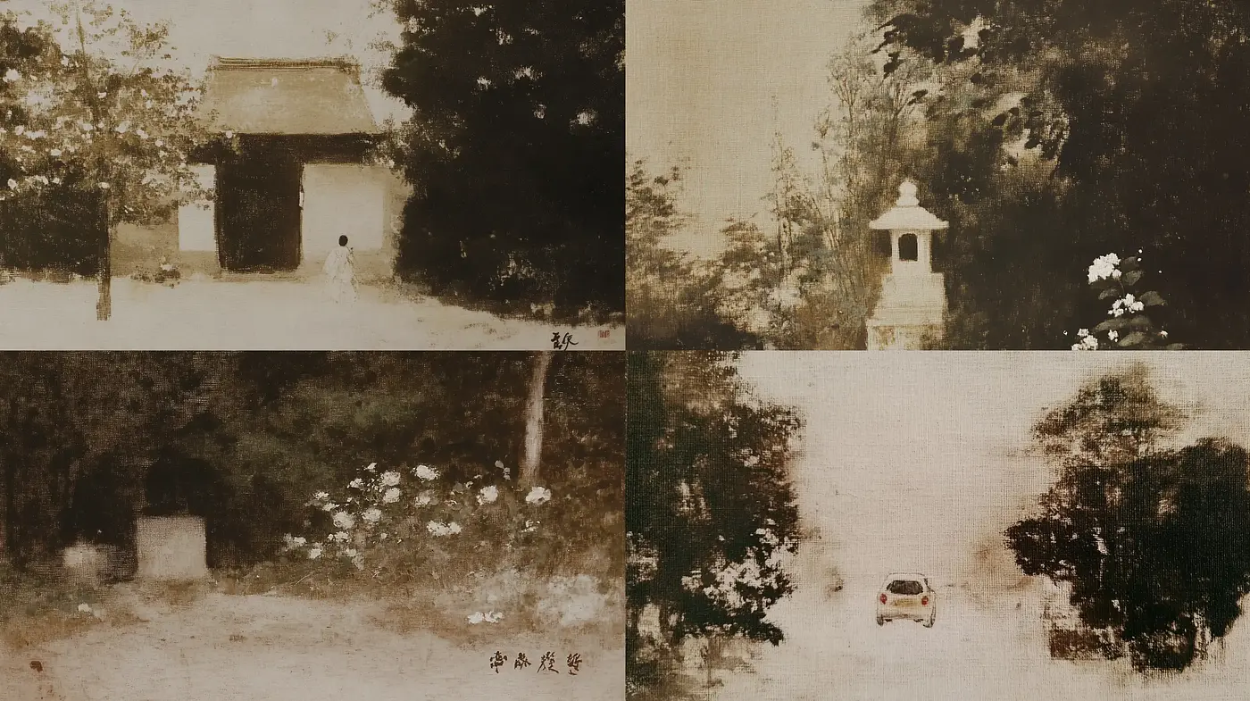 Ephemeral Sepia Memories: A Textural Blend of Rustic Ambience and Contemporary Elements - Midjourney sref style