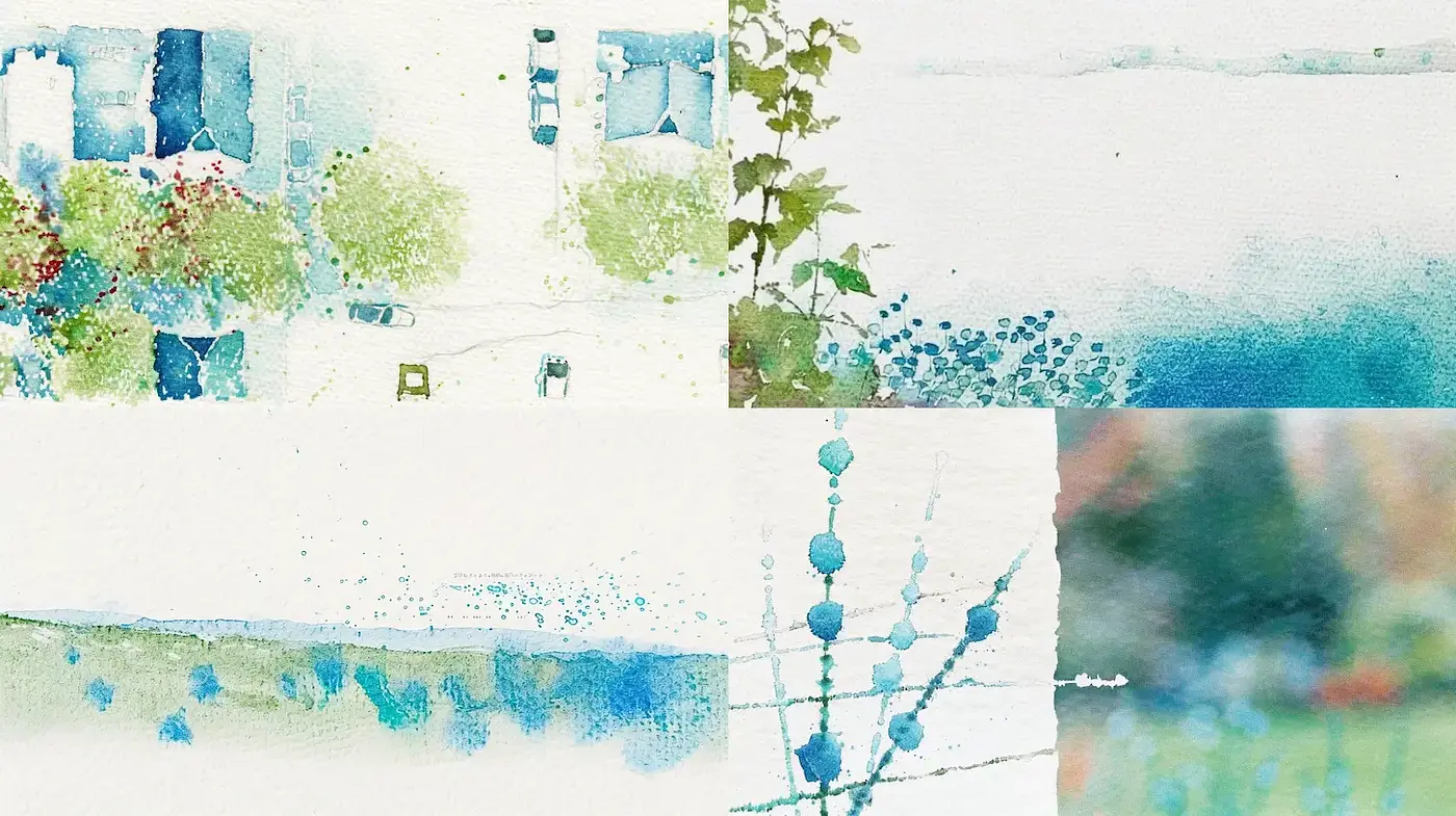 Serene Watercolor Landscapes with a Dreamy Atmosphere - Midjourney sref style