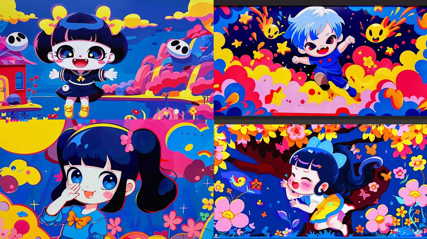 Radiant Chromatic Fantasia: A Celebration of Vivid Anime-Style Expression - Midjourney sref style