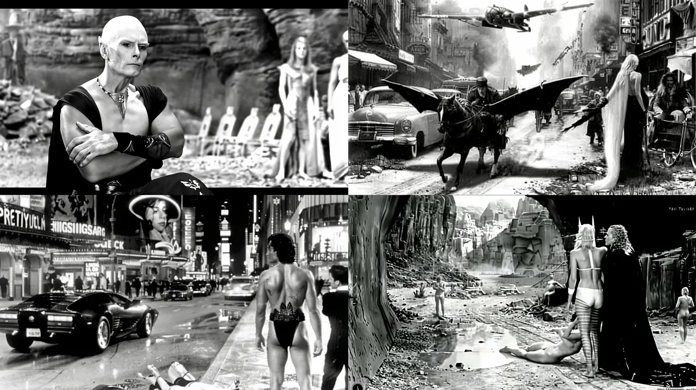 Monochromatic Retrofuturism: A Blend of Past and Future in Grayscale - Midjourney sref style