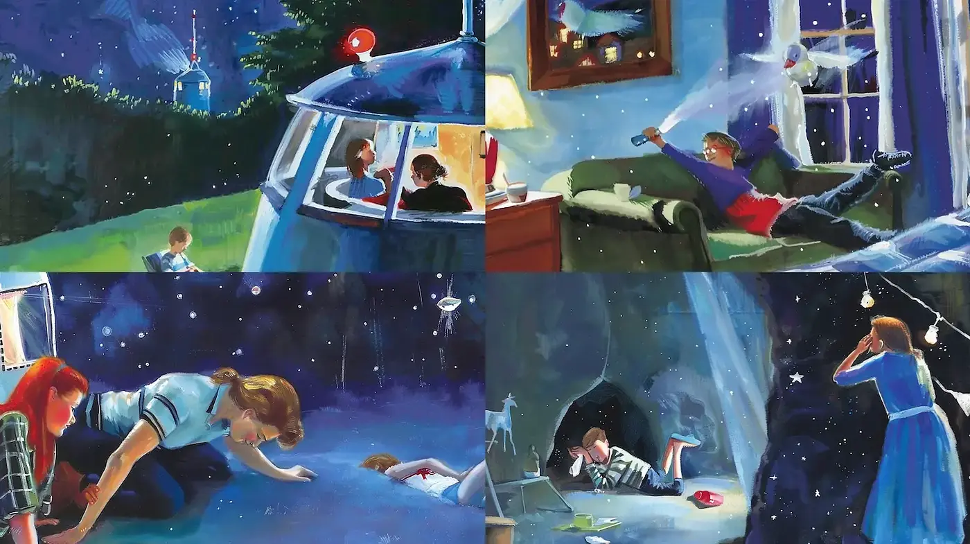 Dreamlike Exploration of Childhood Fantasies with a Touch of Nostalgia - Midjourney sref style