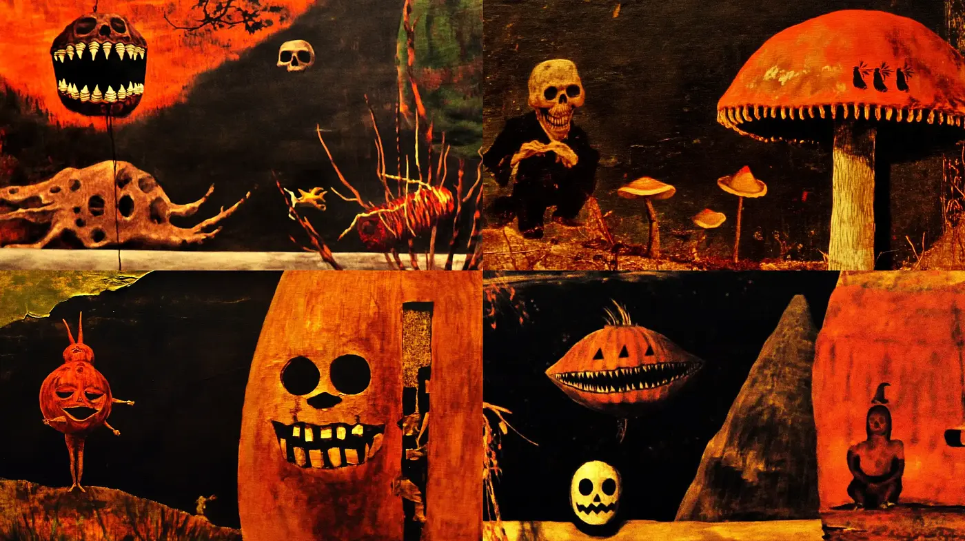 Macabre Harvest: A Fusion of Surrealism and Dark Fantasy - Midjourney sref style