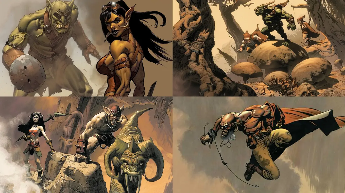 Savage Fantasy: A Homage to Dynamic Comic Book Illustrations - Midjourney sref style