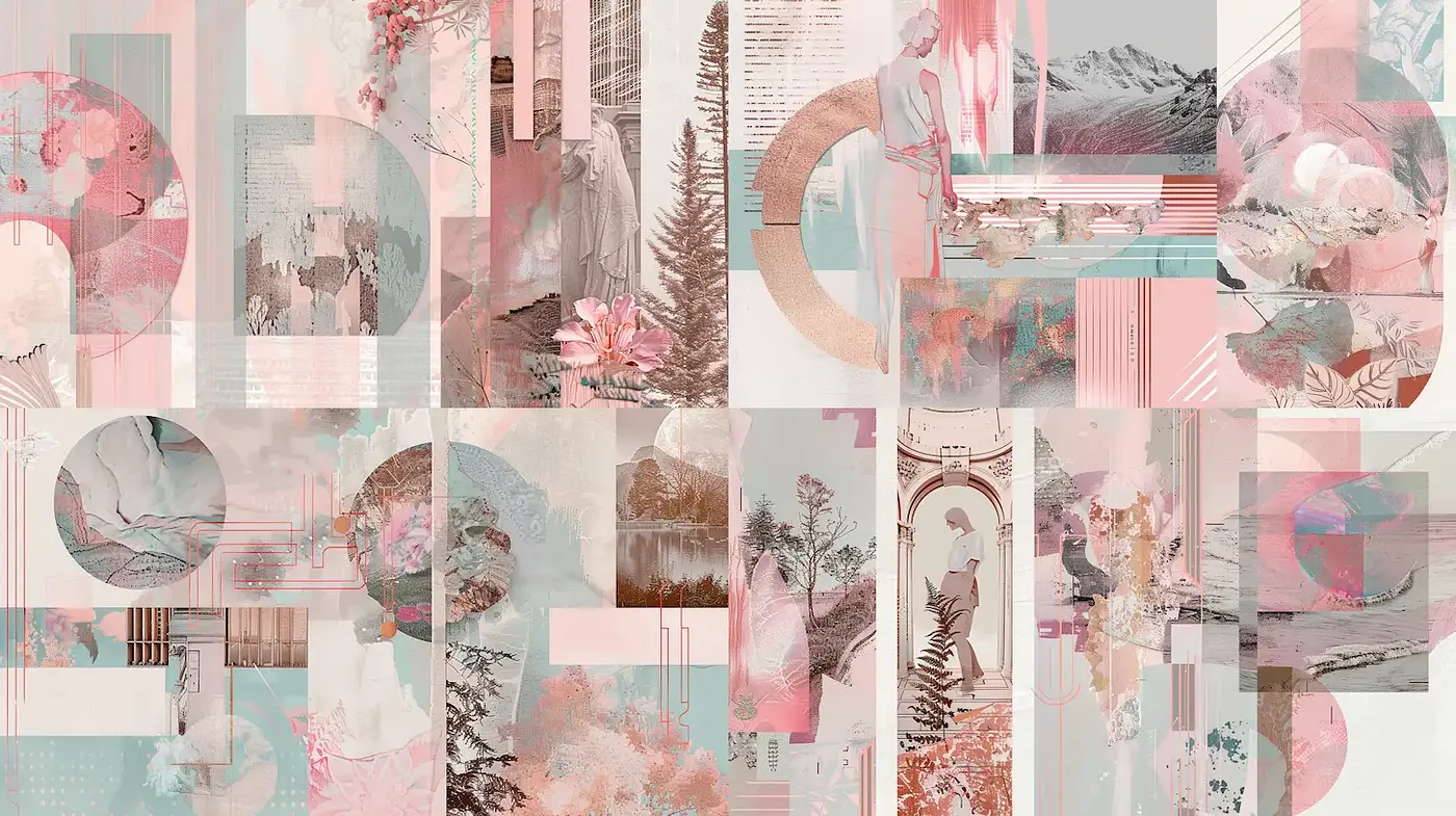 Harmonious Blend of Vintage Aesthetics with Modern Abstract Elements - Midjourney sref style