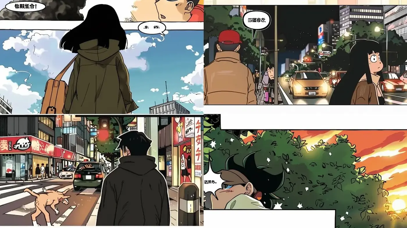 Dynamic Urban Vibes with Comic-style Narrative Flair - Midjourney sref style