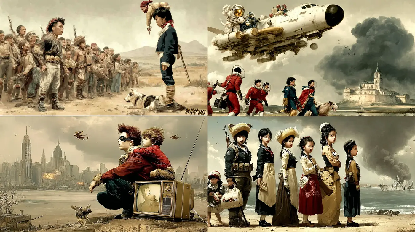 Surreal Narrative Art with a Touch of Vintage Fantasy - Midjourney sref style