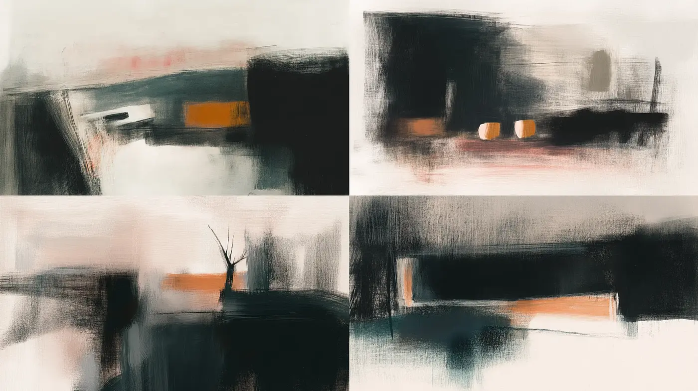 Abstracted Horizons: Cohesive Exploration of Minimalist Brushwork - Midjourney sref style