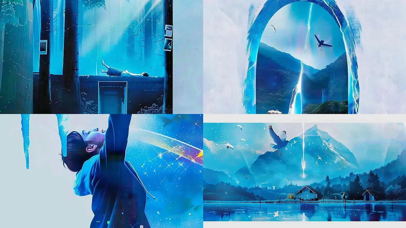 Ethereal Blue Dreamscape Collection - Midjourney sref style