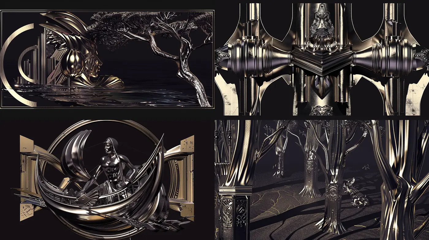 Ethereal Nocturnal Elegance: A Symphony of Gloss and Shadow - Midjourney sref style