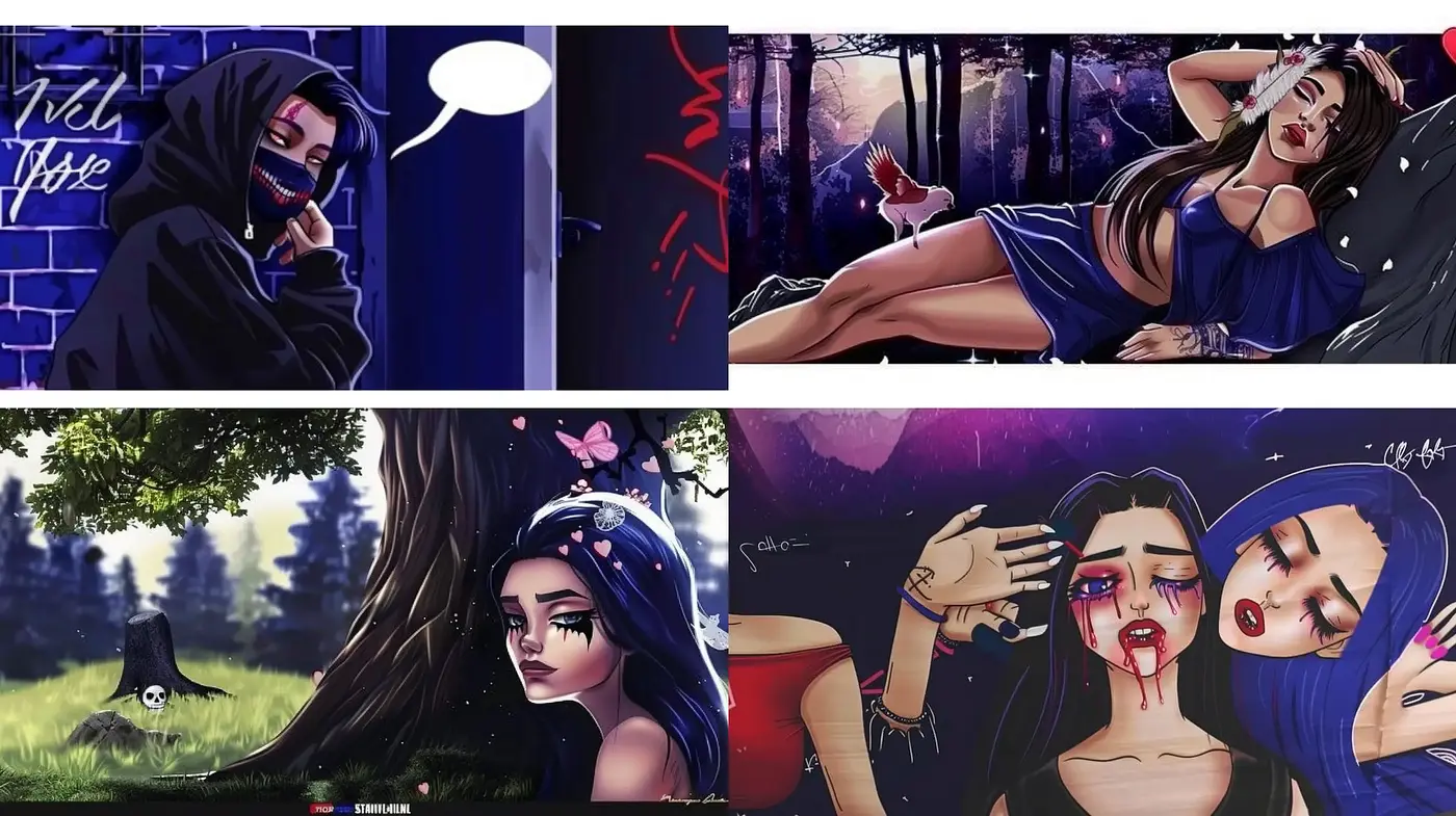 Midnight Reveries: A Fusion of Dark Manga Aesthetics and Gothic Vibrance - Midjourney sref style