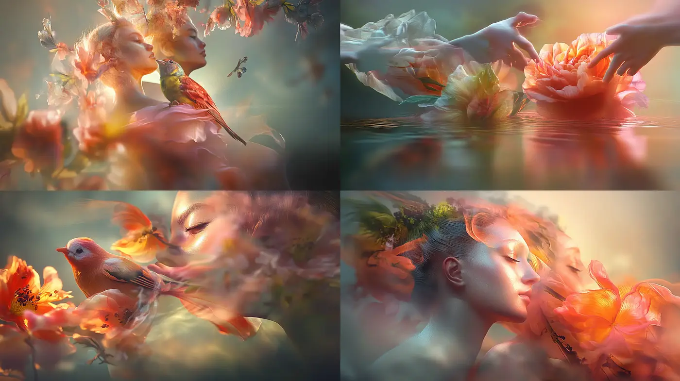 Ethereal Dreamscape with Warm Pastel Tones - Midjourney sref style