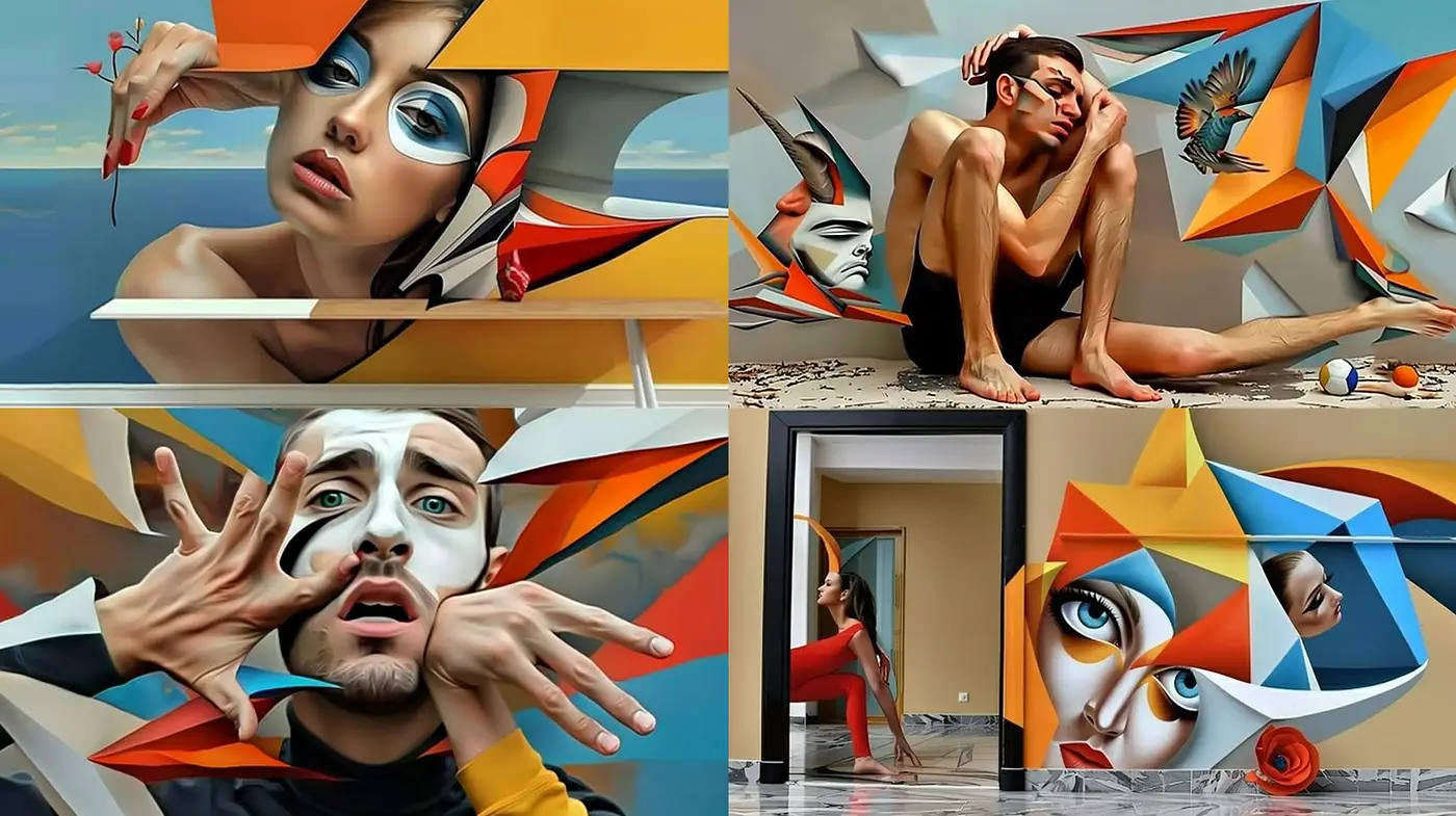 Surreal Geometric Human Abstraction - Midjourney sref style