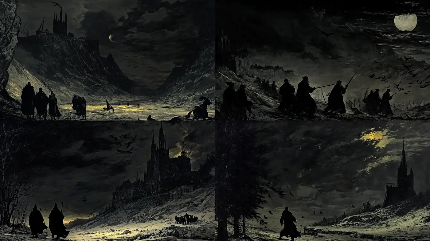 Gothic-Inspired Nocturnal Landscape Series - Midjourney sref style