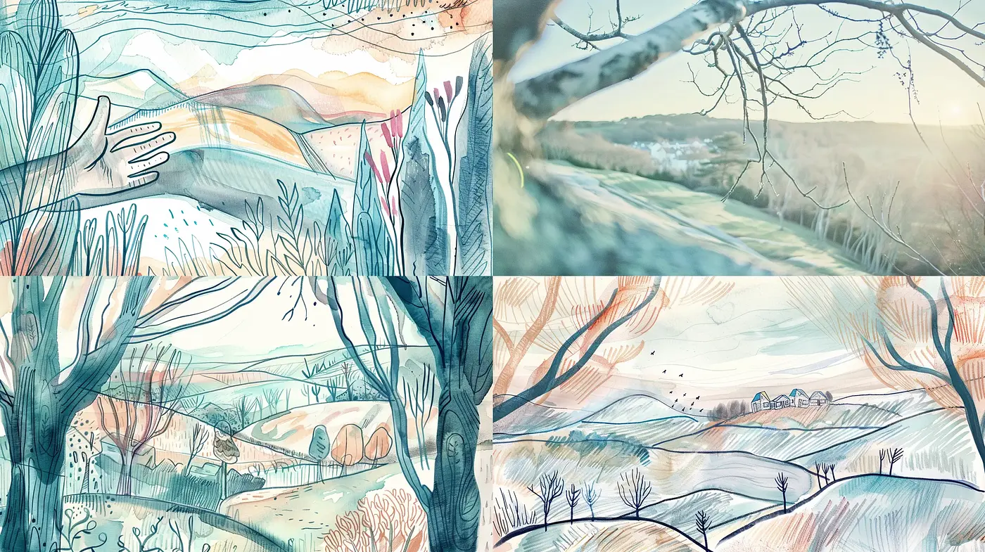 Dreamlike Watercolor Countryside Vistas - Midjourney sref style