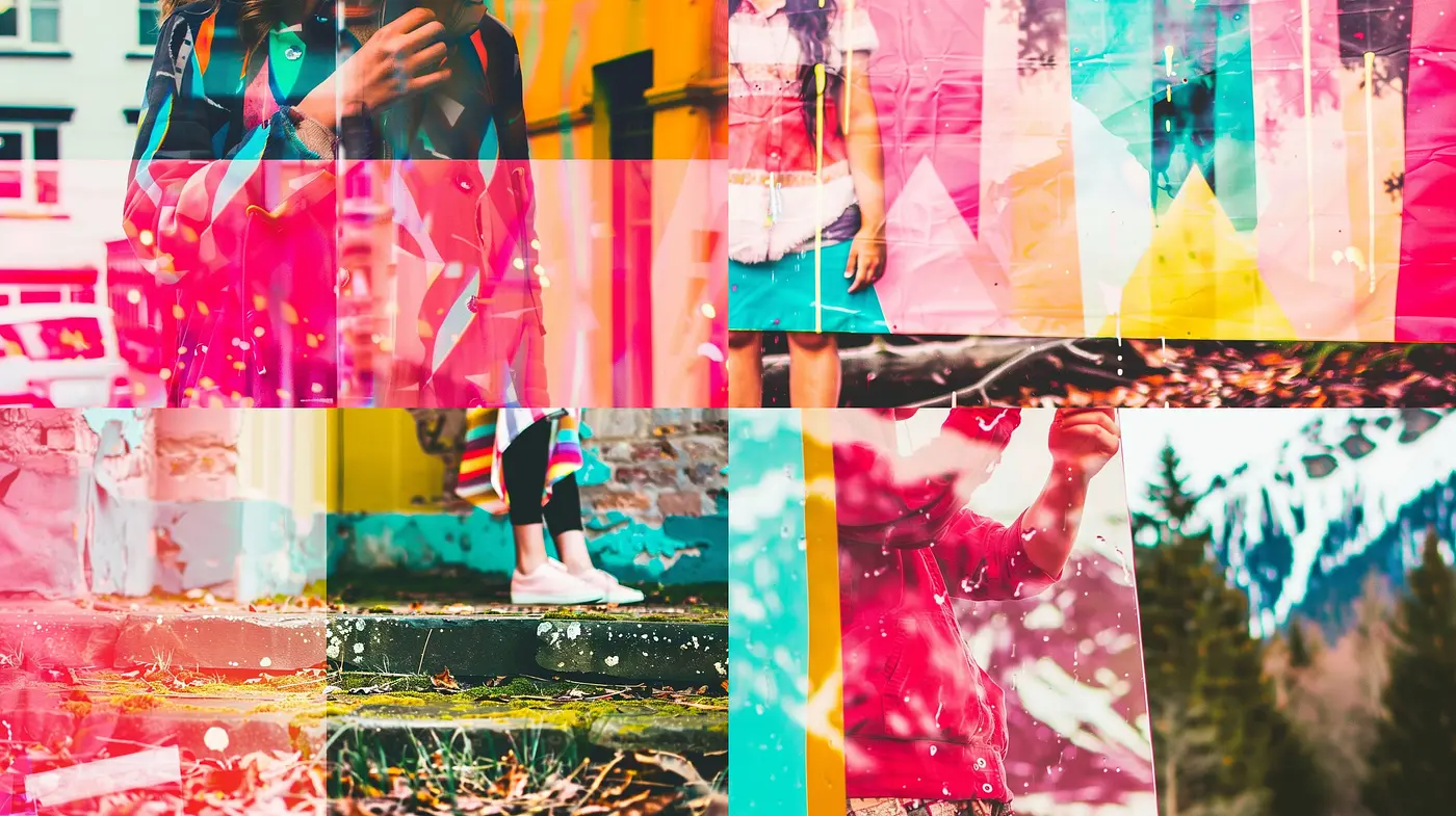 Vibrant Geometric Abstraction and Dappled Light Play - Midjourney sref style