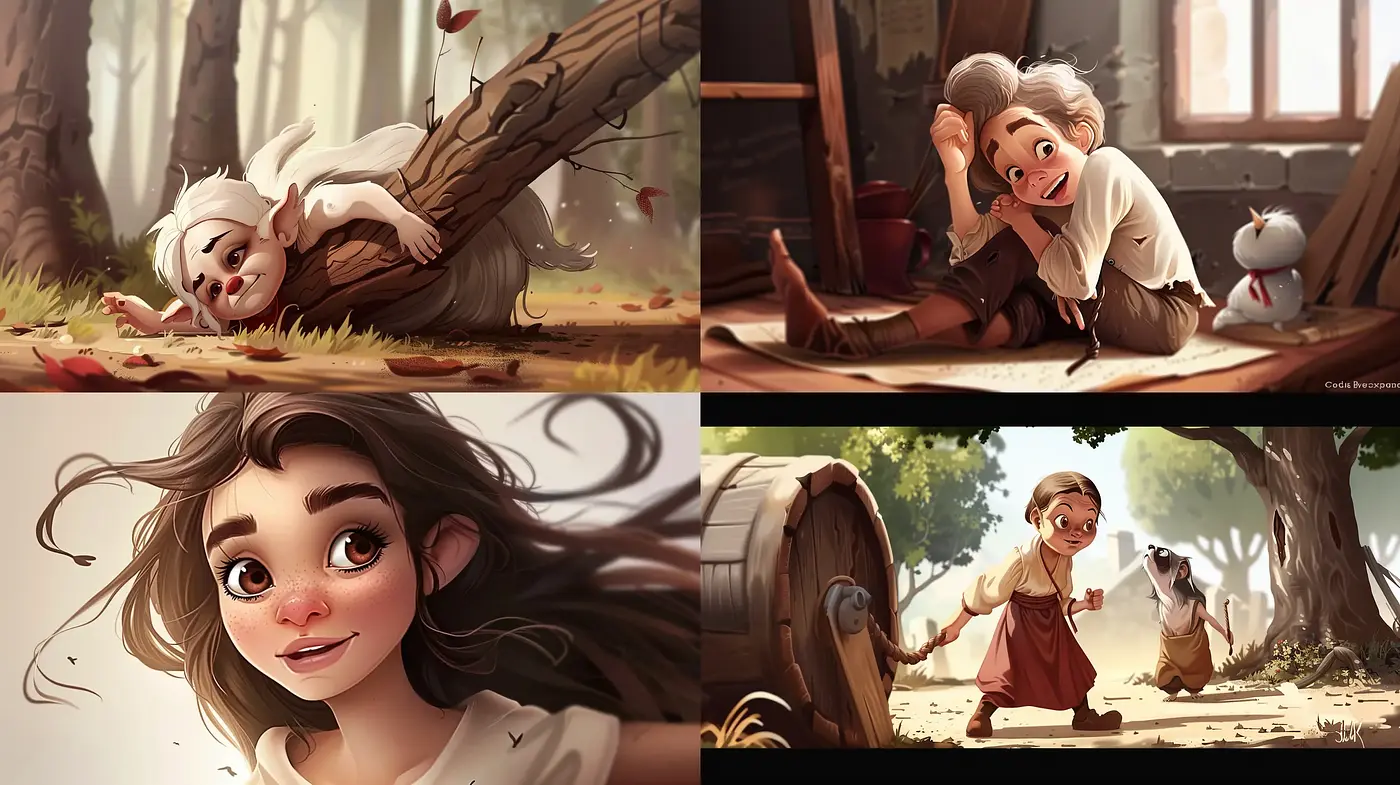 Whimsical Storybook Illustration Collection with Warm Tones and Soft Textures - Midjourney sref style