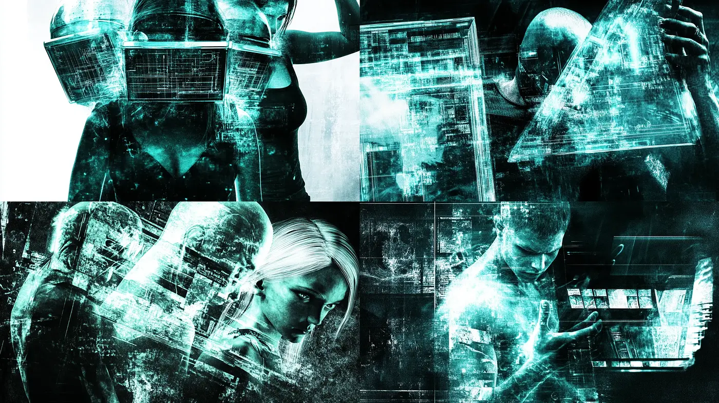 Cybernetic Synthesis: An Exploration of Digital Fusion and Human Texture - Midjourney sref style