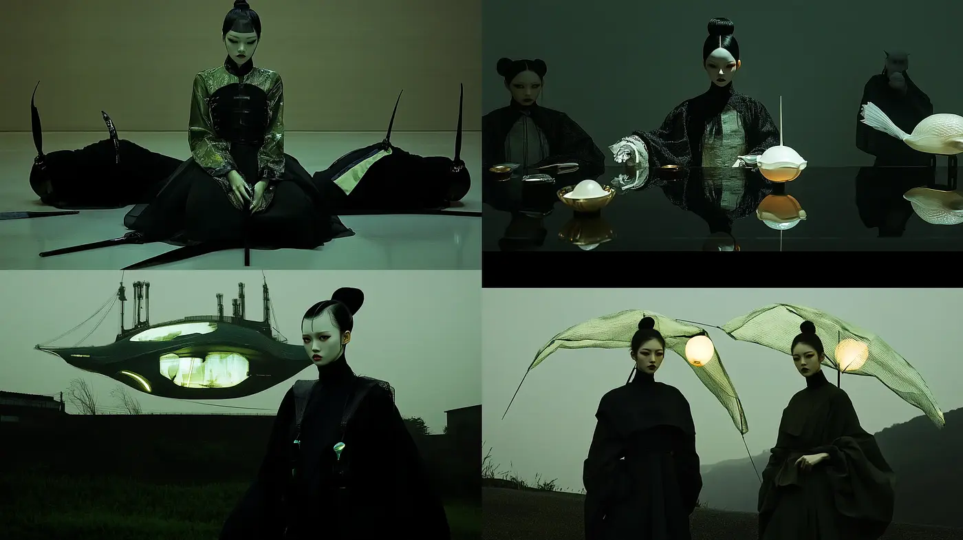 Ethereal Nocturne: A Stylistic Synthesis of Futuristic Solitude and Elegance - Midjourney sref style