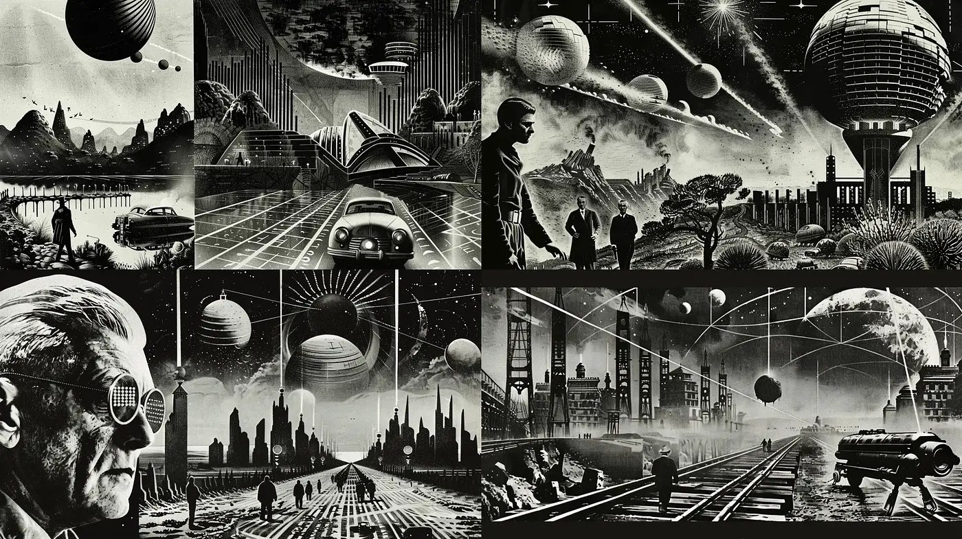 Futuristic Noir Dreamscape Collection - Midjourney sref style