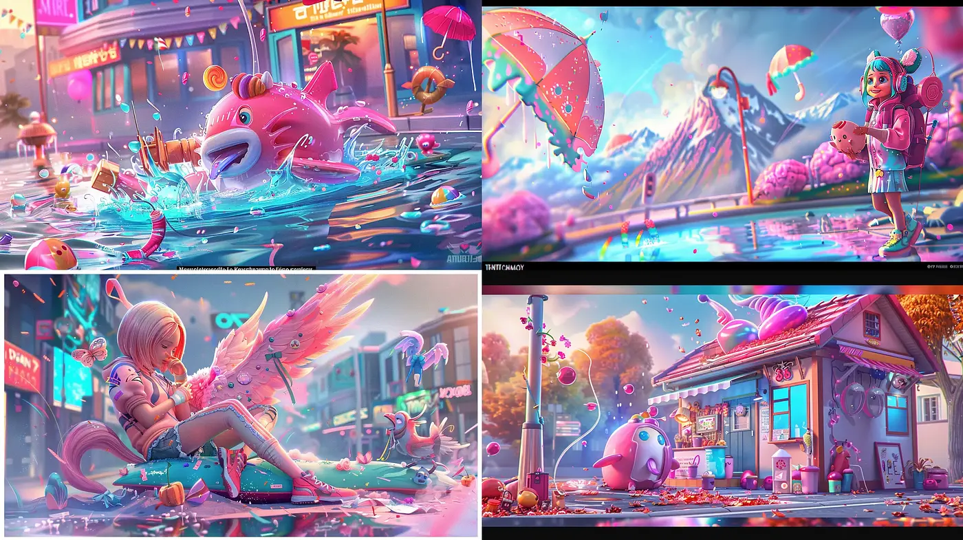 Radiant Fantasy Blending with Surrealism Amidst Vibrant Dreamscape Visions - Midjourney sref style