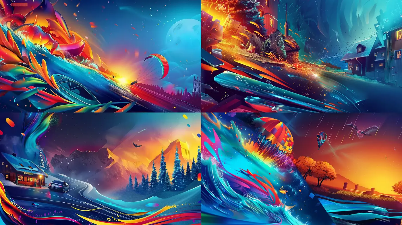 Vibrant Dreamscapes with Surreal Twists - Midjourney sref style